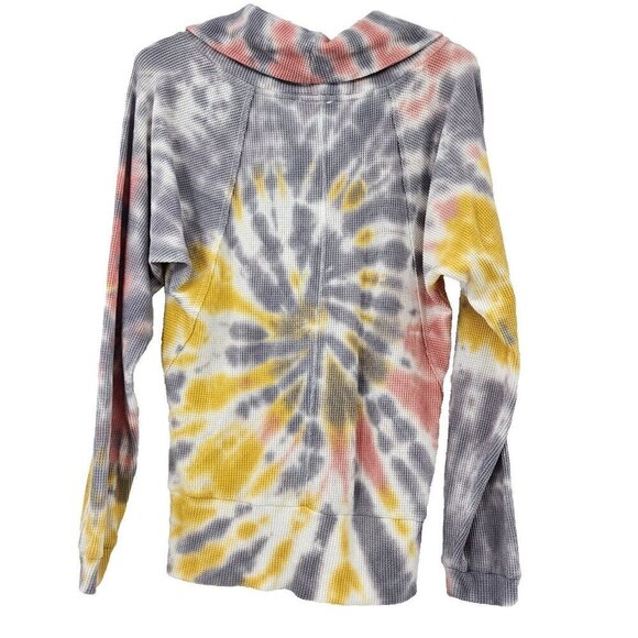 Anthro Pilcro Angie Mock Neck Waffle Top Tie Dye Women's Size XS Boho Hippie - Picture 3 of 9